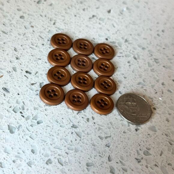 NWOT Vintage Y2K Brown 4-Hole Flat Buttons Set of 12 for Tops 1/2" Classic Style - Picture 4 of 5